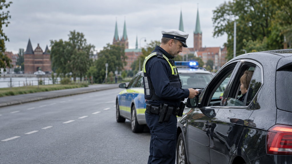 Verkehrskontrolle durch die Polizei in Lübeck